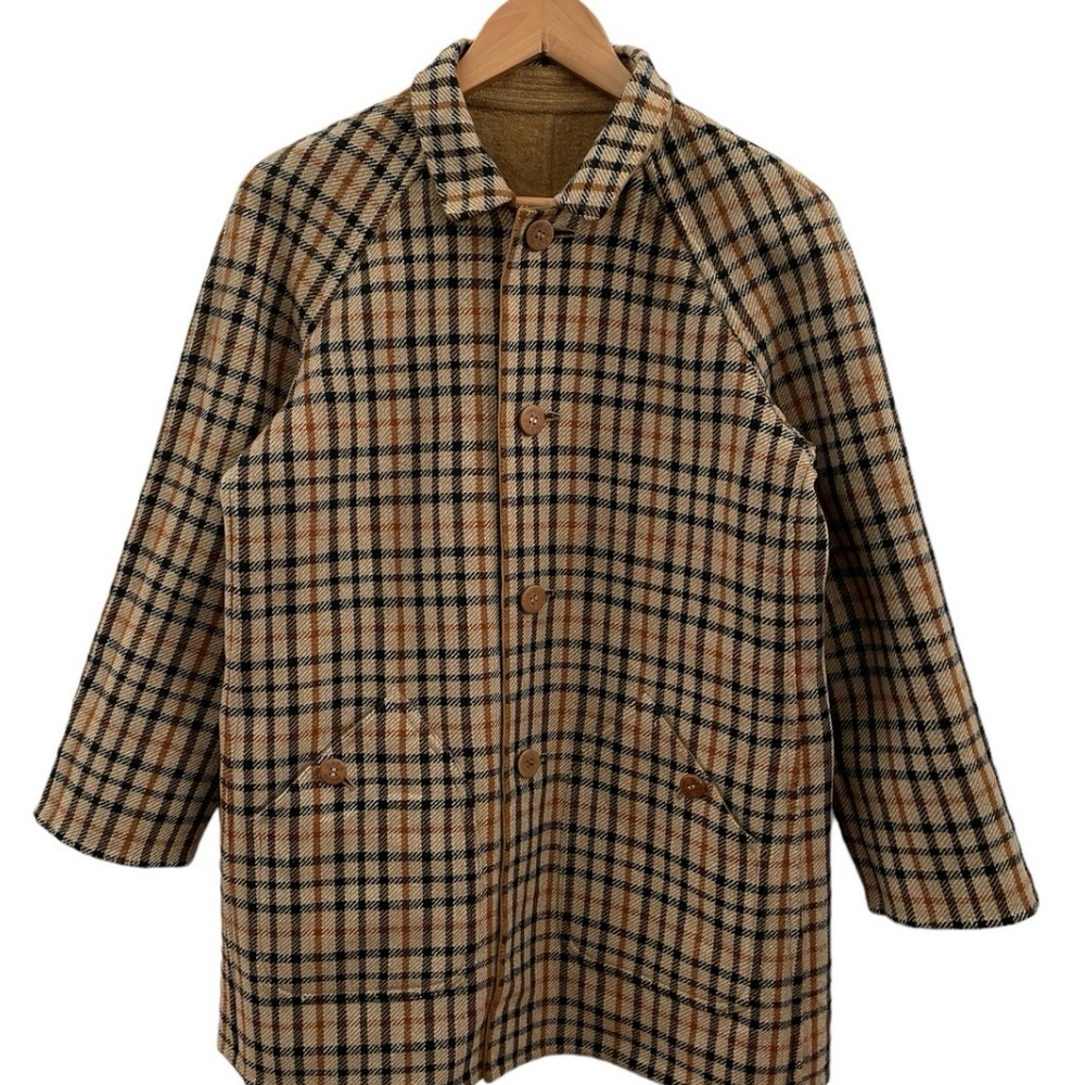 Women's Plaid Trench Coat in Tan and Black